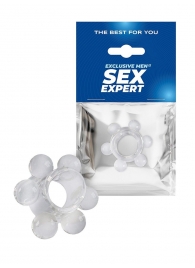 Прозрачное эрекционное кольцо с 6 стимулирующими шариками - Sex Expert - в Челябинске купить с доставкой