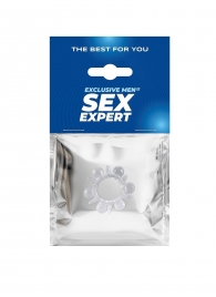 Прозрачное эрекционное кольцо с шариками и шипами - Sex Expert - в Челябинске купить с доставкой