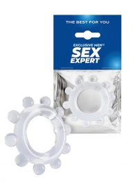 Прозрачное эрекционное кольцо со стимулирующими шариками - Sex Expert - в Челябинске купить с доставкой