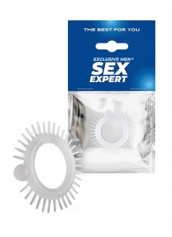 Эластичное эрекционное кольцо с шипиками и шариком - Sex Expert - в Челябинске купить с доставкой