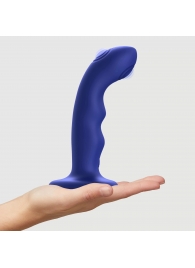 Синяя насадка-стимулятор Strap-On-Me Tapping Dildo Wave - Strap-on-me - купить с доставкой в Челябинске