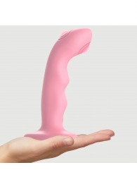 Розовая насадка-стимулятор Strap-On-Me Tapping Dildo Wave - Strap-on-me - купить с доставкой в Челябинске