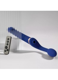 Синий безремневой страпон Multi Orgasm Bendable Strap-On size XL с клиторальной стимуляцией - Strap-on-me - купить с доставкой в Челябинске