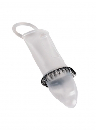 Закрытая насадка на пенис с подхватом мошонки и стимулирующими «ресничками» - Sextaz - в Челябинске купить с доставкой