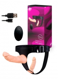 Женский страпон с 2 насадками, вибрацией и пультом ДУ - Erowoman-Eroman - купить с доставкой в Челябинске