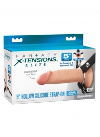 Телесный пустотелый фаллопротез 5’’ Hollow Silicone Strap-On - 14 см. - Pipedream - купить с доставкой в Челябинске