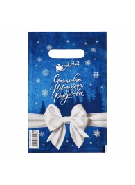 Сине-белый подарочный новогодний пакет с вырубной ручкой (20х30 см) - Сима-Ленд - купить с доставкой в Челябинске