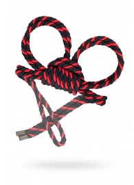 Черно-красные наручники-оковы ’’Узел-омега’’ из хлопковой веревки - Pecado - купить с доставкой в Челябинске