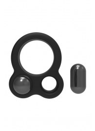 Черное эрекционное кольцо с утяжелителями Cockring Dual Weight - Dream Toys - в Челябинске купить с доставкой