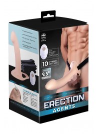 Телесный полый страпон с вибрацией Erection Agents - 24,1 см. - NMC - купить с доставкой в Челябинске