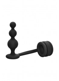 Черное эрекционное кольцо с анальной елочкой Cockring With Beaded Anal Plug - Dream Toys - в Челябинске купить с доставкой