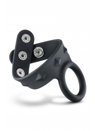 Черное эрекционное кольцо с подхватом мошонки на кнопках VS6 - Blush Novelties - в Челябинске купить с доставкой