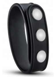 Черное эрекционное кольцо на кнопках - Blush Novelties - в Челябинске купить с доставкой