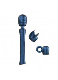Синий вибромассажёр с насадками Man.wand Edgy - Manwan - в Челябинске купить с доставкой