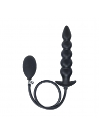 Черная анальная елочка с функцие расширения Beaded Inflatable Silicone Anal Plug - Shots Media BV