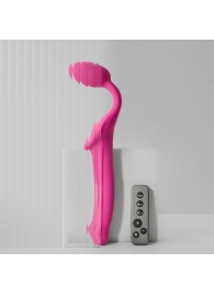 Ярко-розовый безремневой страпон Strap-on-me Vibrating Bendable Strap-On size M - Strap-on-me - купить с доставкой в Челябинске