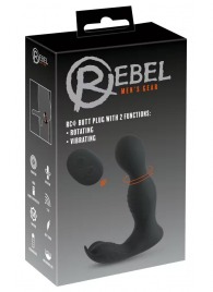 Черная анальная пробка с вибрацией, вращением и пультом ДУ RC Butt Plug with 2 Functions - Orion - в Челябинске купить с доставкой