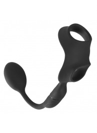 Черное виброкольцо с анальной пробкой Cock Ring with RC Butt Plug - Orion - в Челябинске купить с доставкой