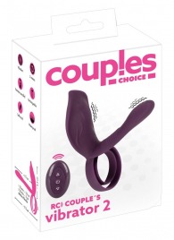 Фиолетовая насадка на член с клиторальным отростком и пультом ДУ RC Couple’s Vibrator 2 - Orion - в Челябинске купить с доставкой
