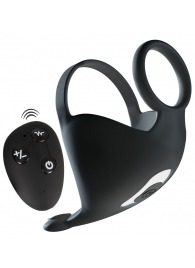 Черная вибронасадка для эрекции и стимуляции мошонки Cock ring with RC ball massager - Orion - в Челябинске купить с доставкой