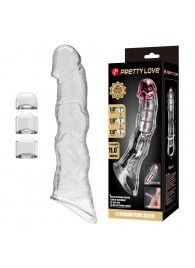 Прозрачный фаллоудлинитель с 3 вставками - 28 см. - Baile - в Челябинске купить с доставкой