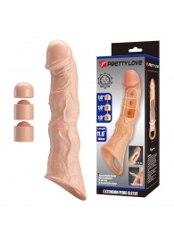 Телесный фаллоудлинитель с 3 вставками - 28 см. - Baile - в Челябинске купить с доставкой