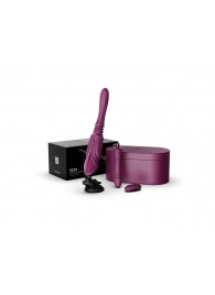 Фиолетовая секс-машина с функцией нагрева, насадками и присоской Sesh - Zalo - купить с доставкой в Челябинске