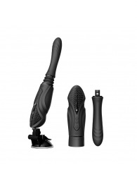 Черная секс-машина с функцией нагрева, насадками и присоской Sesh - Zalo - купить с доставкой в Челябинске