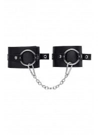 Черные оковы из толстой кожи с люверсами - Pecado - купить с доставкой в Челябинске