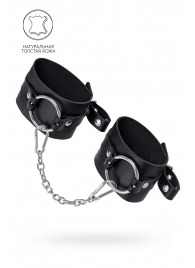 Черные оковы из толстой кожи с люверсами - Pecado - купить с доставкой в Челябинске