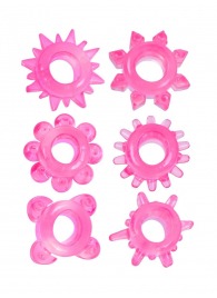 Набор из 6 розовых эрекционных колец с различным рельефом - Erowoman-Eroman - в Челябинске купить с доставкой