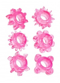 Набор из 6 розовых эрекционных колец с различным рельефом - Erowoman-Eroman - в Челябинске купить с доставкой