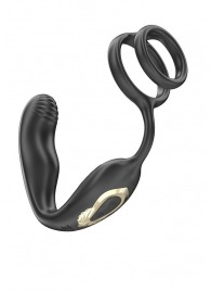 Черная анальная пробка с вращением и эрекционными кольцами - Ibiza - в Челябинске купить с доставкой