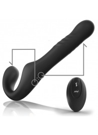 Черный безремневой страпон с вибрацией и возвратно-поступательными движениями - 24 см. - Ibiza - купить с доставкой в Челябинске
