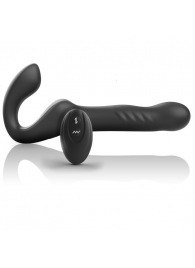 Черный безремневой страпон с вибрацией и возвратно-поступательными движениями - 24 см. - Ibiza - купить с доставкой в Челябинске