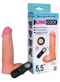 Фаллическая насадка Харнесс UNICOCK 5,5  с вибрацией - 17 см. - LOVETOY (А-Полимер) - купить с доставкой в Челябинске
