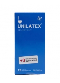Классические презервативы Unilatex Natural Plain - 12 шт. + 3 шт. в подарок - Unilatex - купить с доставкой в Челябинске