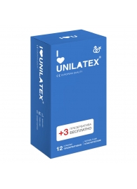 Классические презервативы Unilatex Natural Plain - 12 шт. + 3 шт. в подарок - Unilatex - купить с доставкой в Челябинске