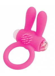 Розовое эрекционное виброкольцо A-toys с ушками - A-toys - в Челябинске купить с доставкой