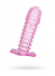 Гелевая розовая насадка с шипами - 12 см. - Toyfa Basic - в Челябинске купить с доставкой