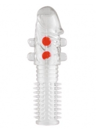 Гелевая прозрачная насадка с шариками и шипами - 14 см. - Toyfa Basic - в Челябинске купить с доставкой