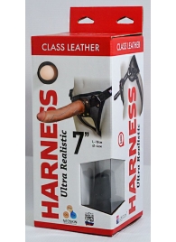 Насадка-фаллоимитатор на кожаных трусиках Harness Ultra Realistic 7  - 18 см. - LOVETOY (А-Полимер) - купить с доставкой в Челябинске