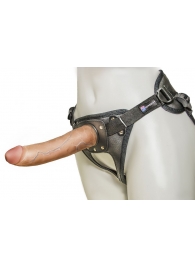 Насадка-фаллоимитатор на кожаных трусиках Harness Ultra Realistic 7  - 18 см. - LOVETOY (А-Полимер) - купить с доставкой в Челябинске