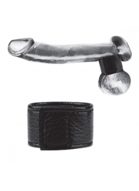 Чёрная утяжка на мошонку 1  Velcro Ball Stretcher - BlueLine - купить с доставкой в Челябинске