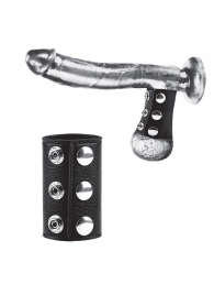 Чёрная утяжка на кнопках 100% PVC STRAP WITH METAL SNAP - BlueLine - купить с доставкой в Челябинске