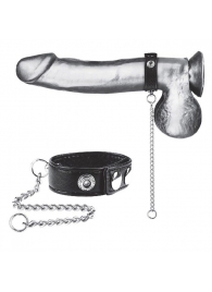 Утяжка на пенис с поводком Snap Cock Ring With 12  Leash - BlueLine - купить с доставкой в Челябинске
