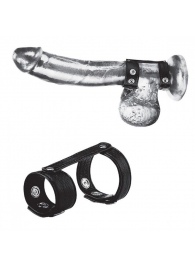 Утяжка на пенис с клёпками Duo Snap Cock And Ball Ring - BlueLine - купить с доставкой в Челябинске