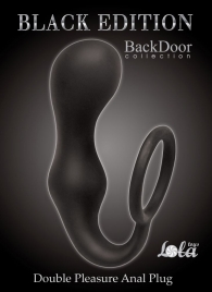 Чёрное эрекционное кольцо с анальной пробкой Double Pleasure Anal Plug - Lola Games - в Челябинске купить с доставкой