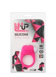 Розовое эрекционное кольцо с щеточкой LIT-UP SILICONE STIMU RING 5 - Dream Toys - в Челябинске купить с доставкой