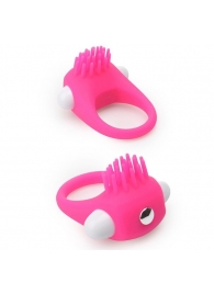 Розовое эрекционное кольцо с щеточкой LIT-UP SILICONE STIMU RING 5 - Dream Toys - в Челябинске купить с доставкой